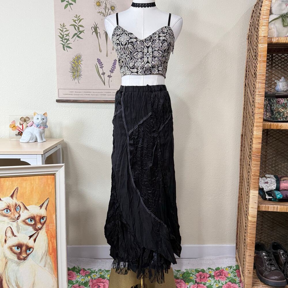 Embroidered Paisley Crop Top Whimsigoth Witchy Dark Fairy Festival Boho Sexy S M